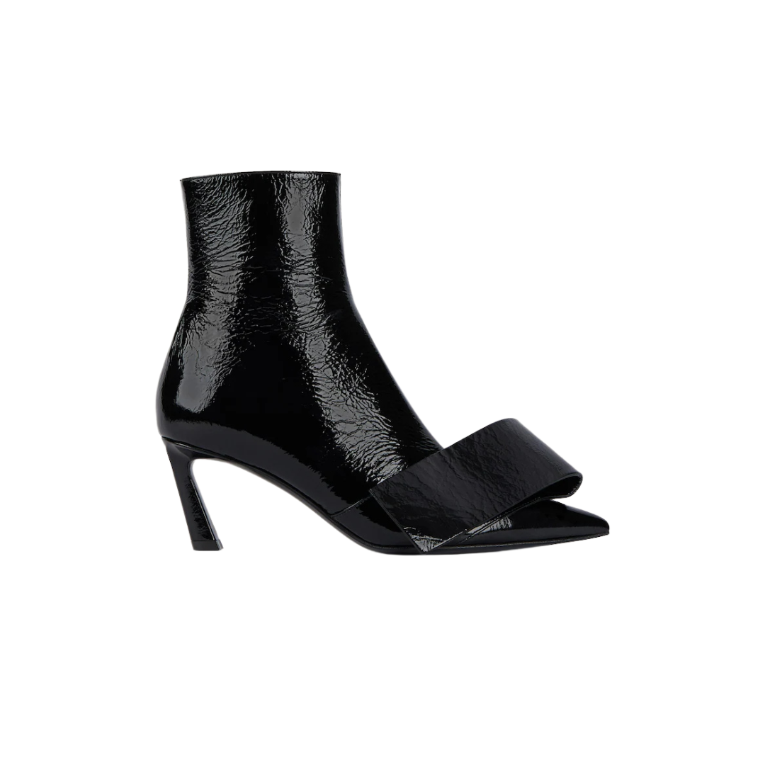 Givenchy Twisted Ribbon Ankle Boots In Shiny Naplack Leather Black