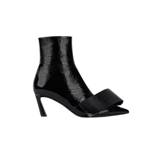 Givenchy Twisted Ribbon Ankle Boots In Shiny Naplack Leather Black