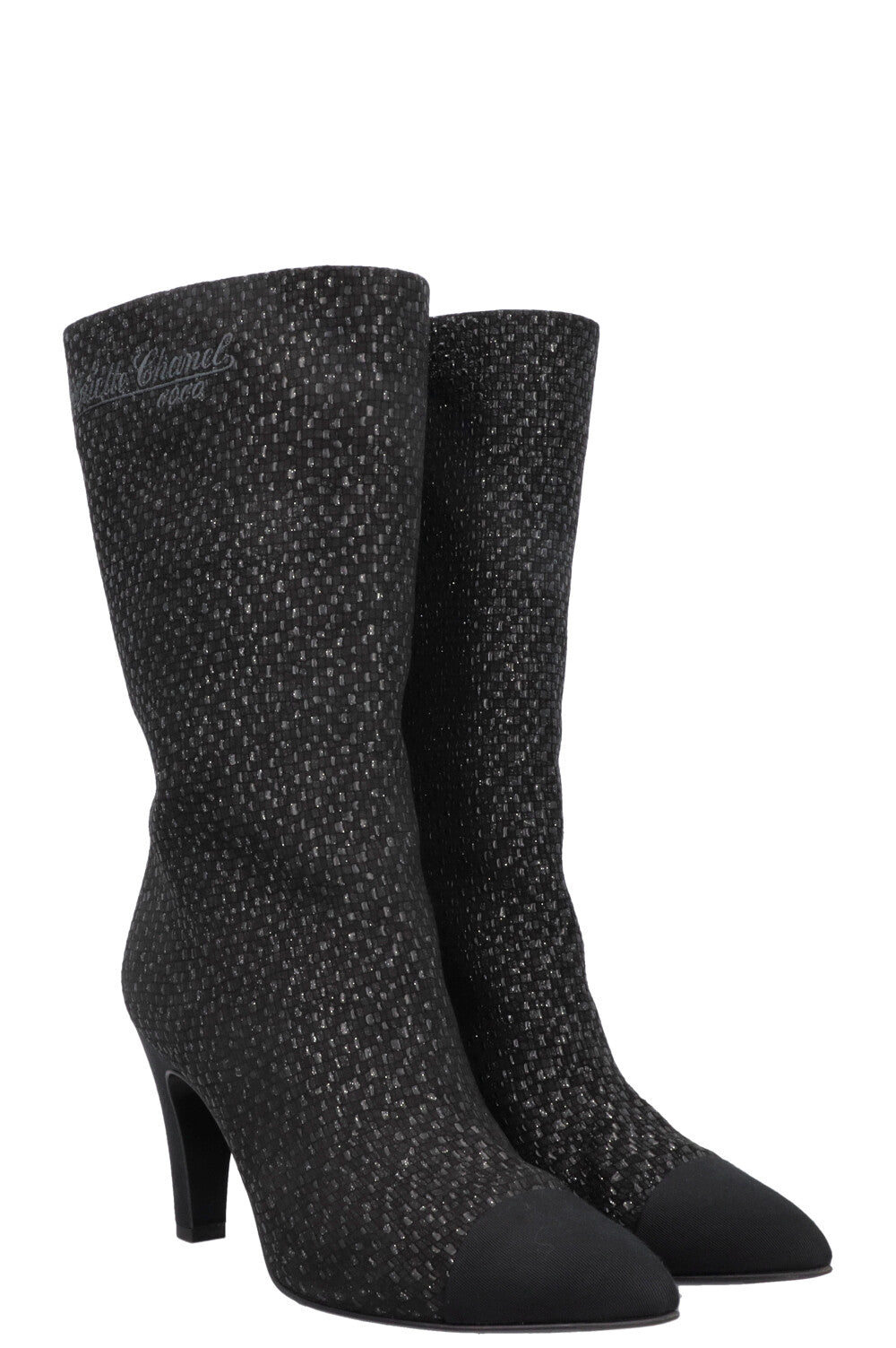 Gabrielle High Ankle Boots Glittercanvas Black