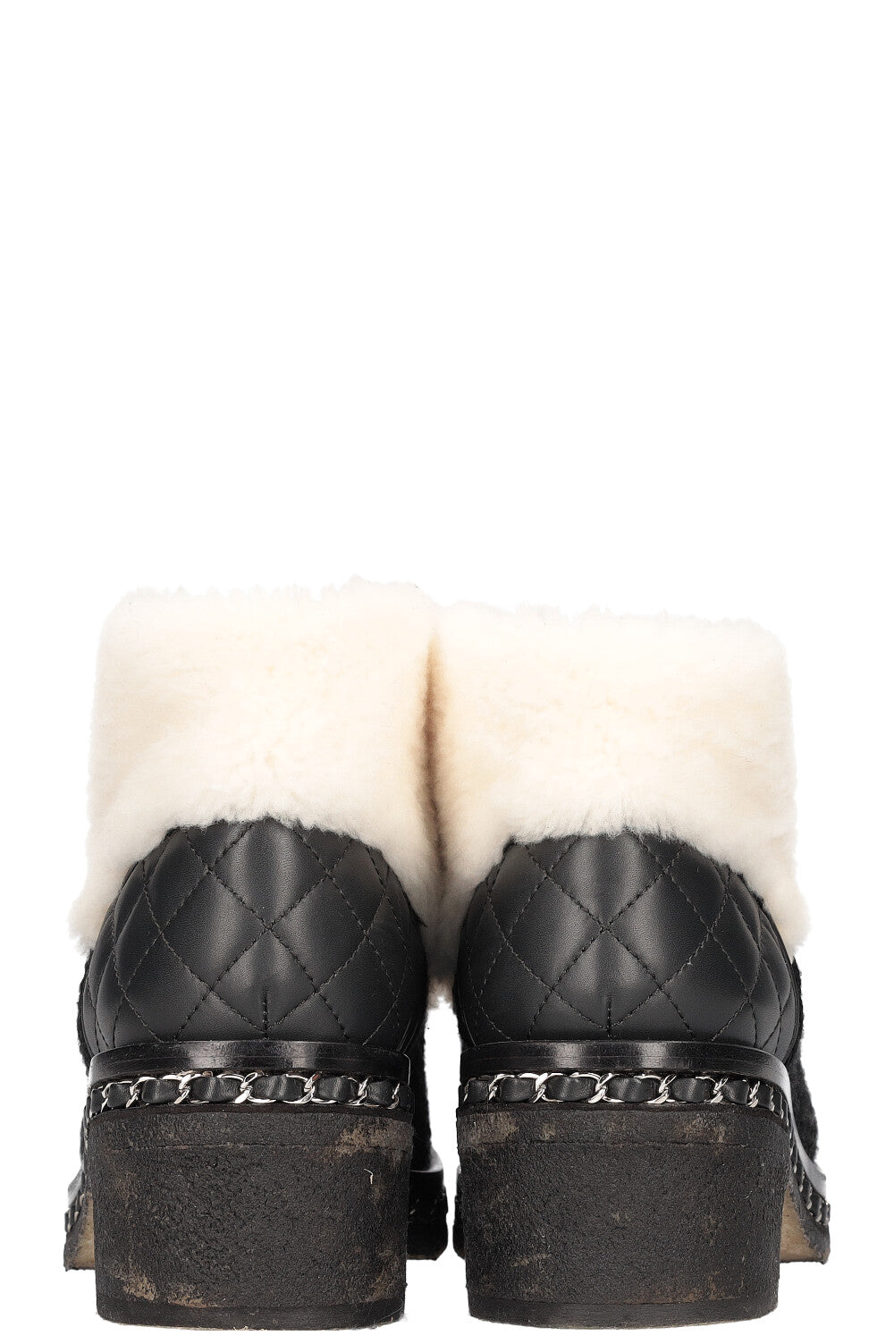 Boots Rabbit Fur & Tweed Black & White