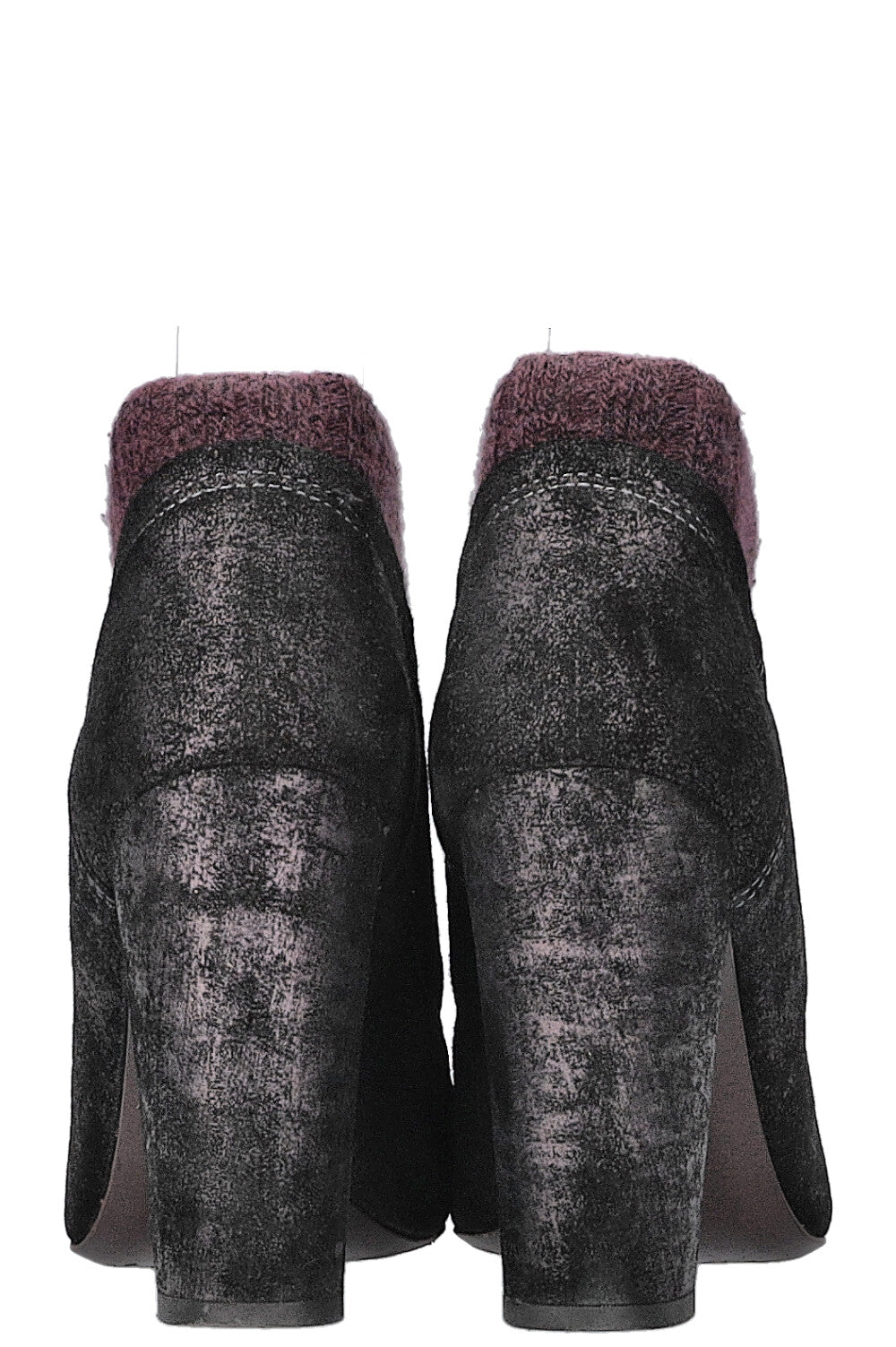 Knit Flap Irredescent Ankle Boots Purple