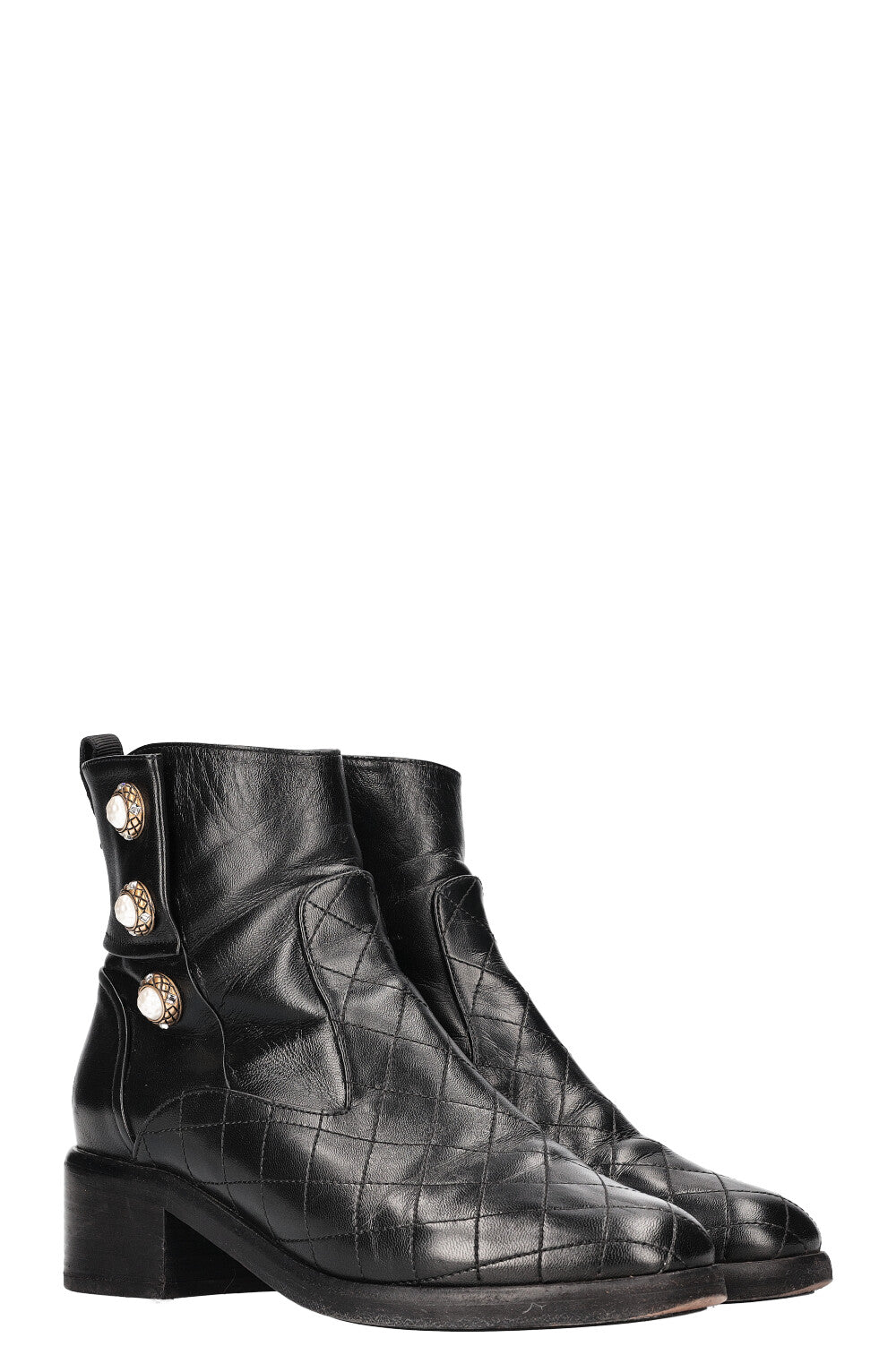 Pearl Embellished Moto Ankle Boots