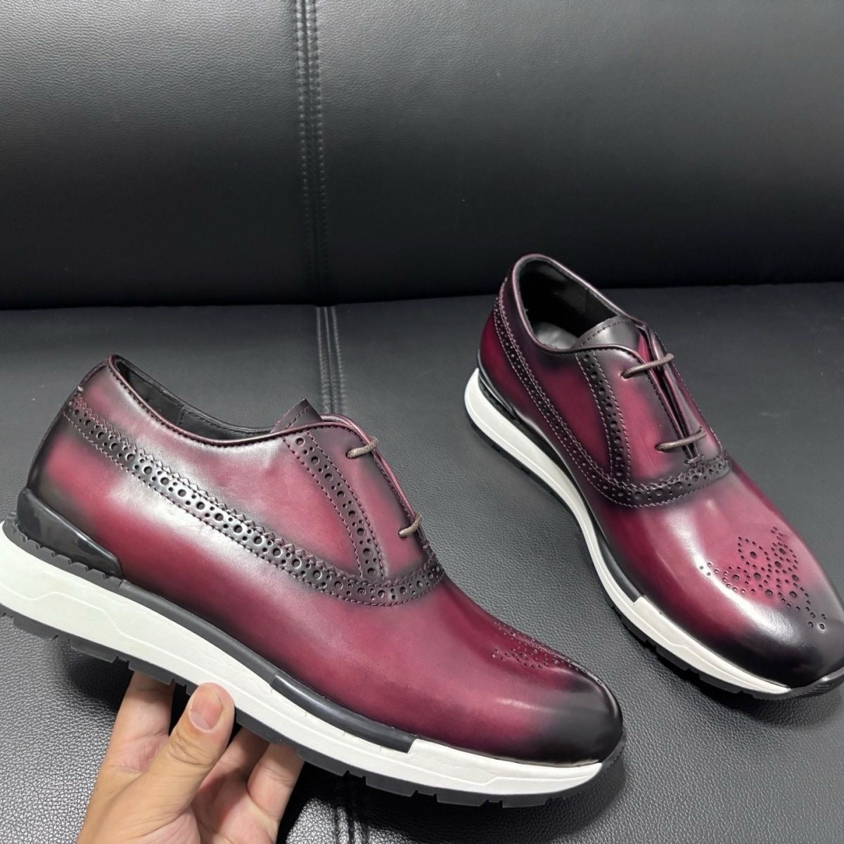 Berluti Alessandro Fast Track Oxford Sneaker Black / Red