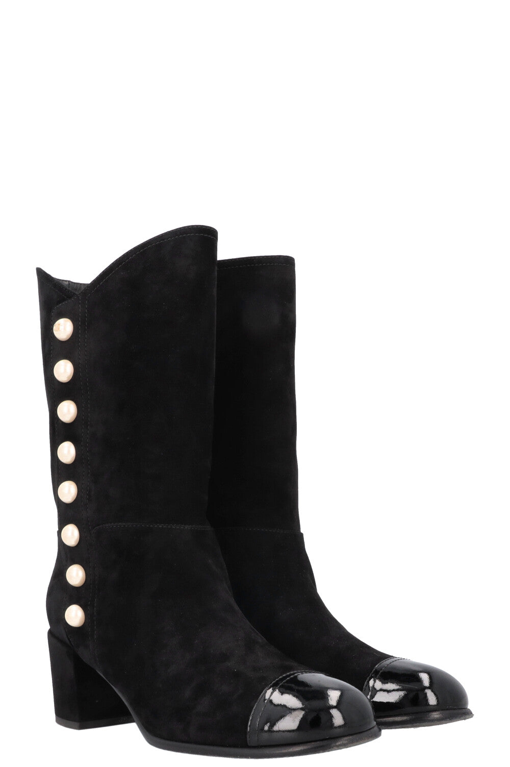 Pearl Black Boots Suede