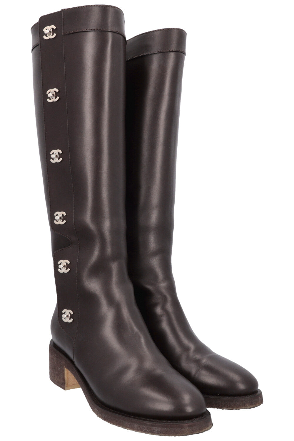 Boots Turnlock Knee High Boots Brown