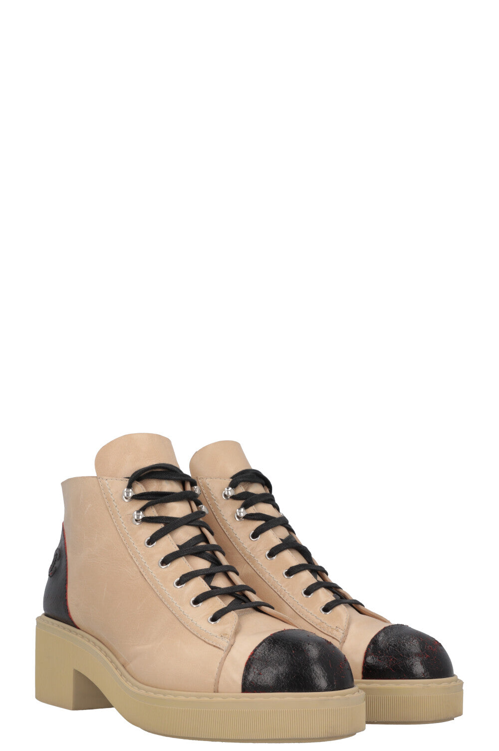 Boots Leather Beige Black