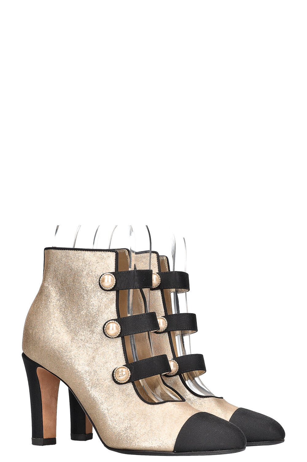 2018 Ankle Boots Cut Out Gold Pearl