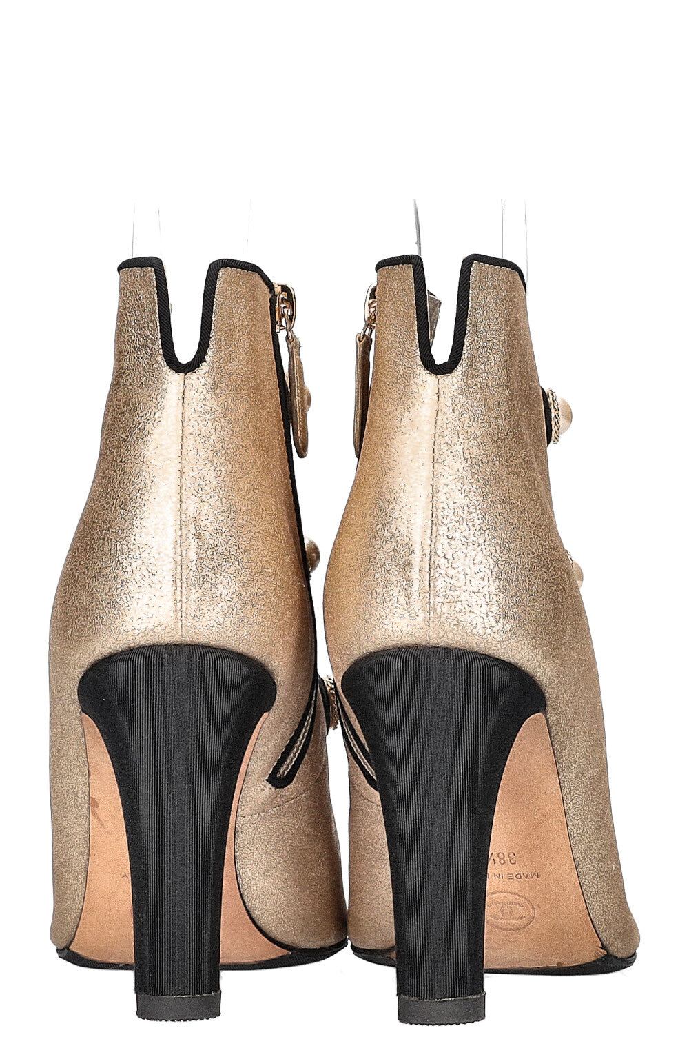 2018 Ankle Boots Cut Out Gold Pearl