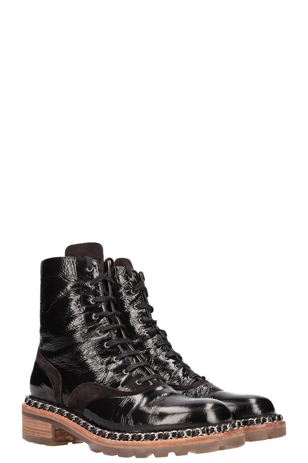 Boots Chain Patent Leather Black