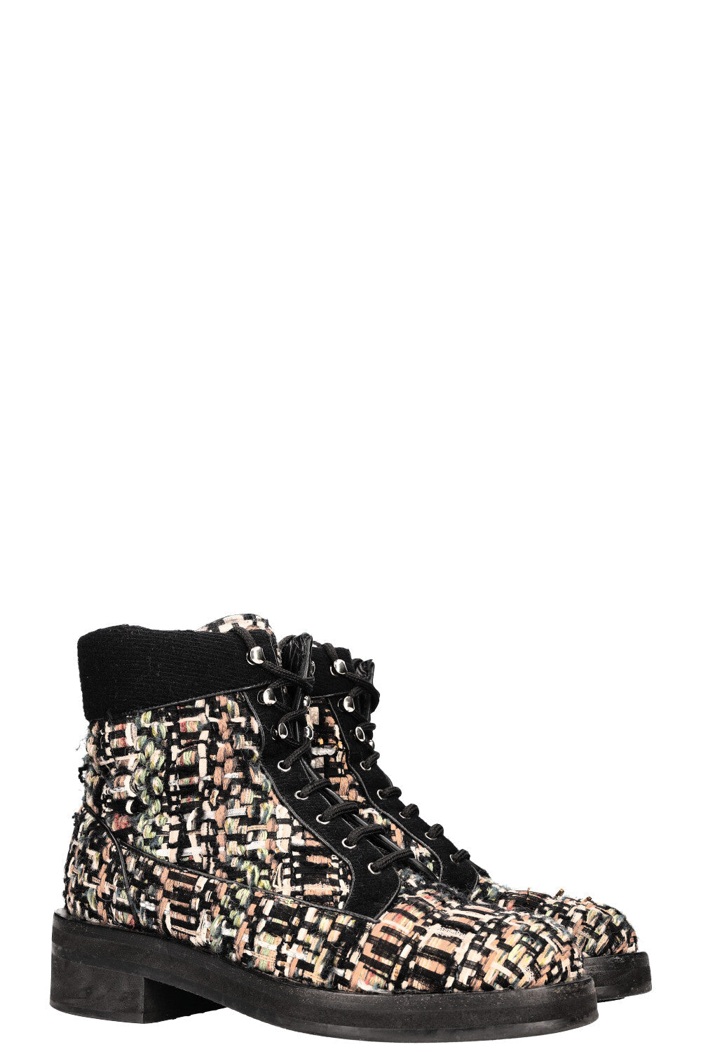 Tweed Hiking Boots Multicolor Black