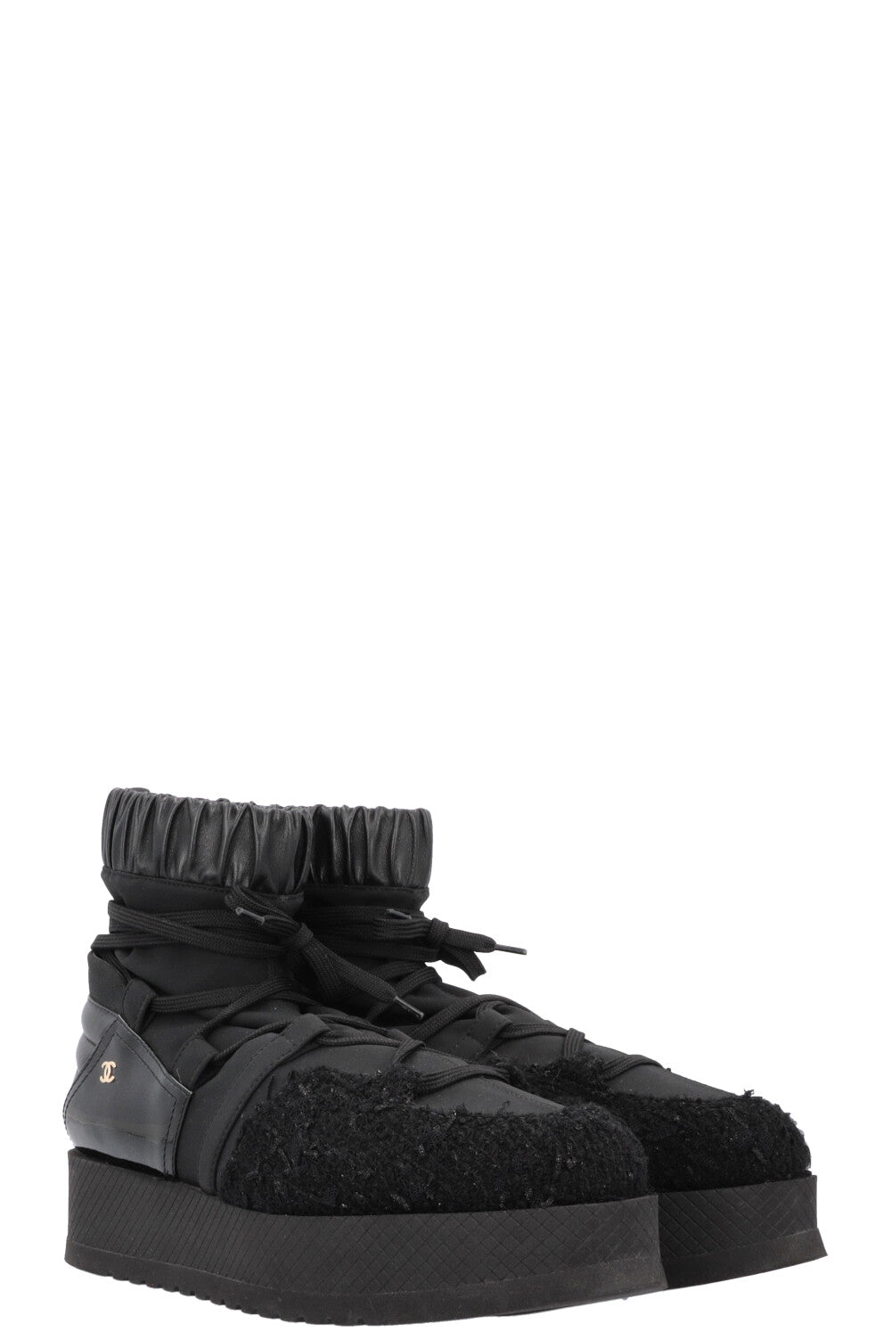 2019 Tweed Nylon Ankle Boots Black