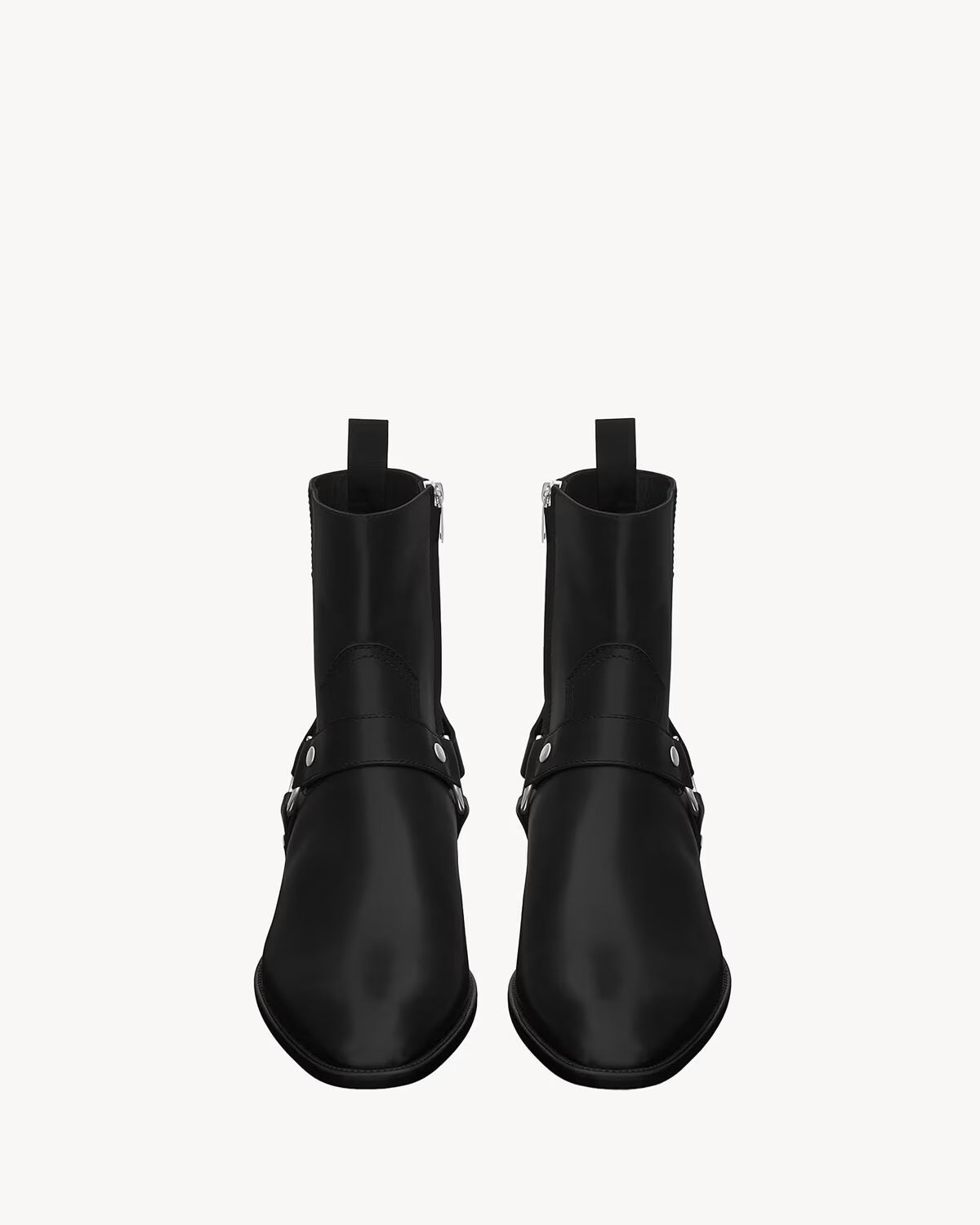 YSL Wyatt Harness Boots Smooth Leather Black