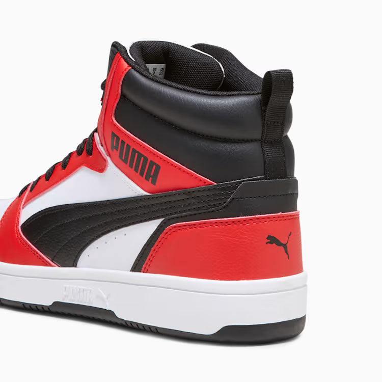 Puma Rebound V6 White-PUMA Black-For All Time Red
