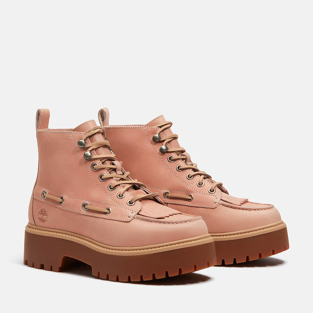 Timberland Stone Street Platform Kiltie Boot Light Pink Full-Grain