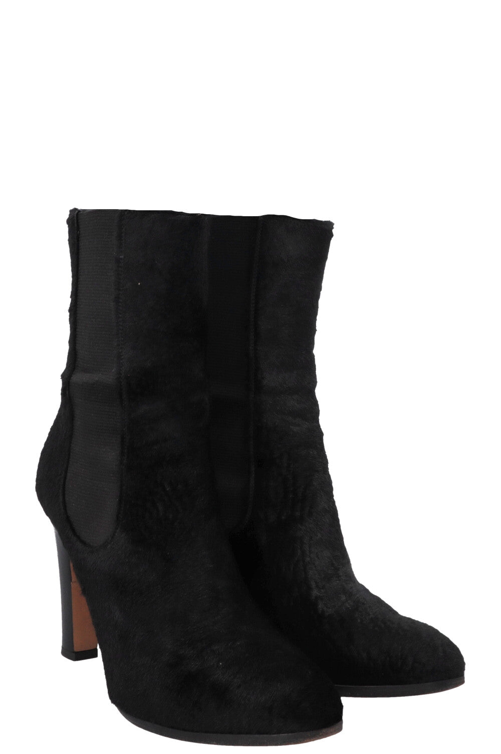 Calf Hair Ankle Boots Black