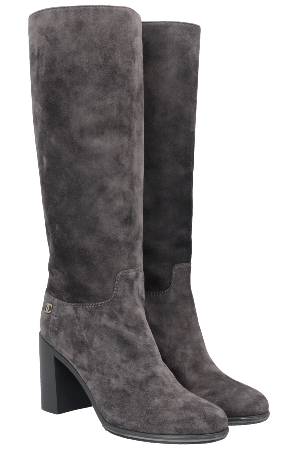 Knee High Boots Gray Suede