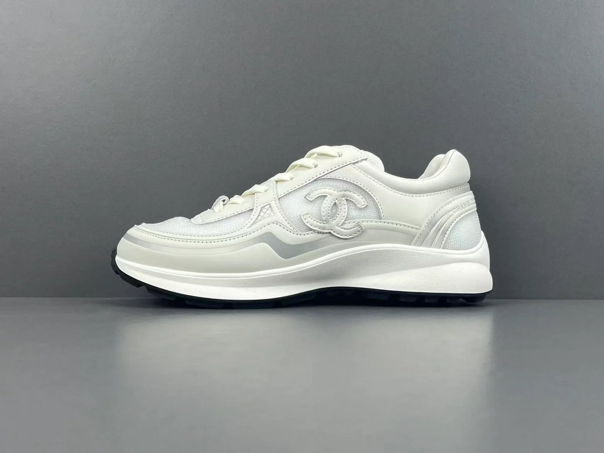 Chanel White Sneakers Featuring Signature CC Logo White