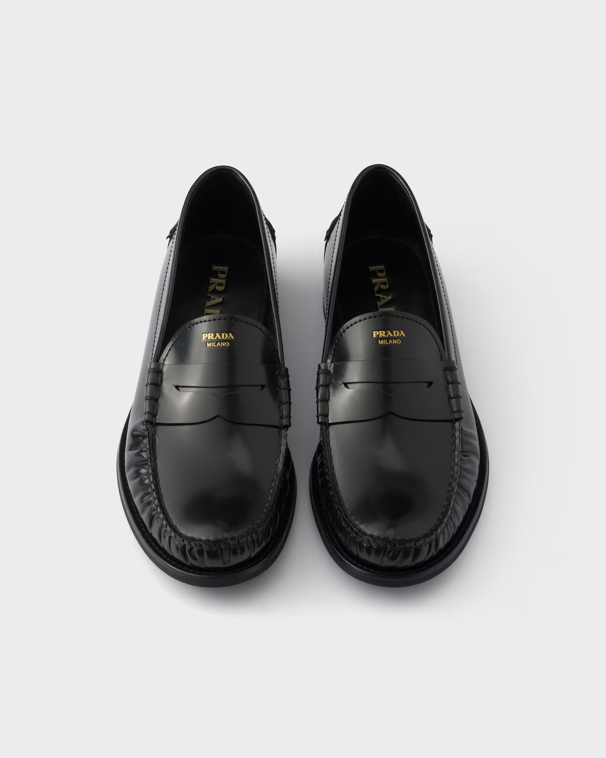 Prada Brushed Leather Loafers Black
