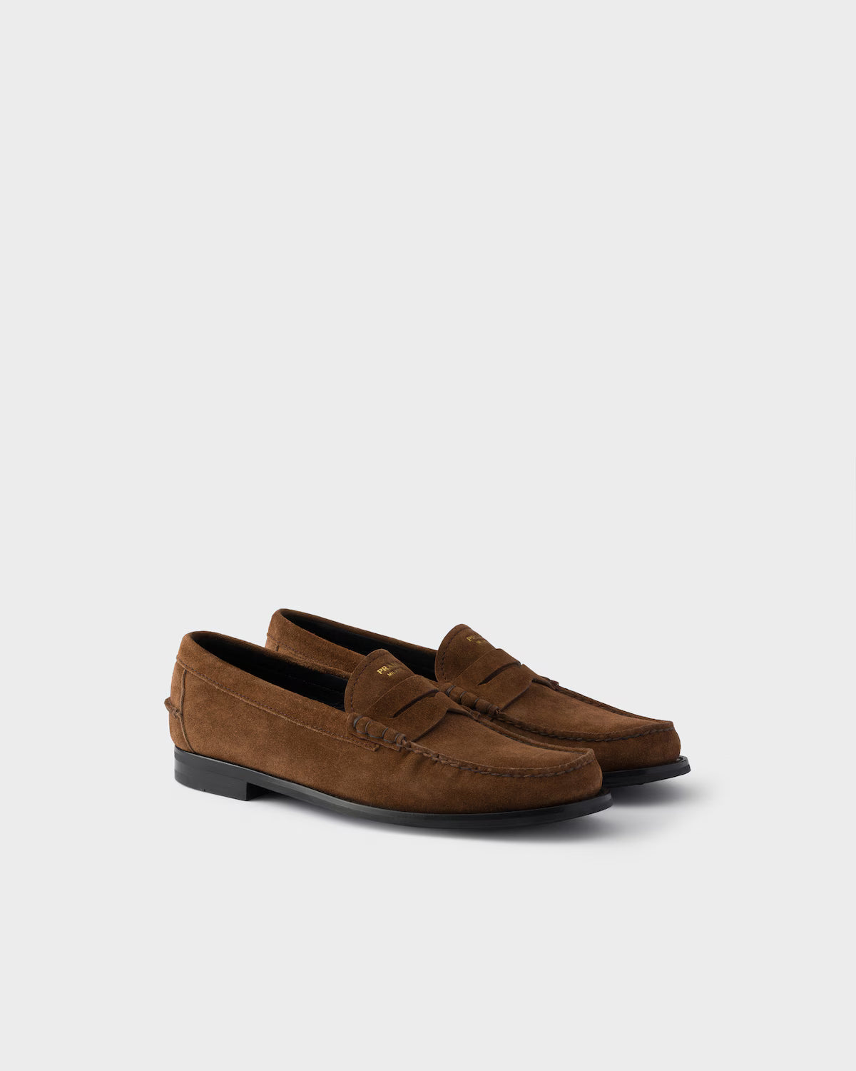 Prada Vintage Effect Suede Loafers Cocoa Brown