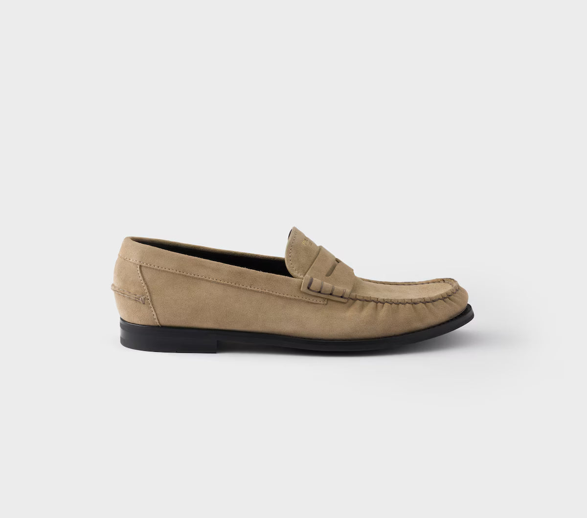 Prada Vintage Effect Suede Loafers Desert Beige