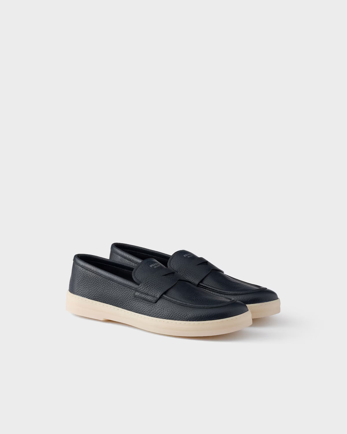 Prada Leather Loafers Baltic Blue