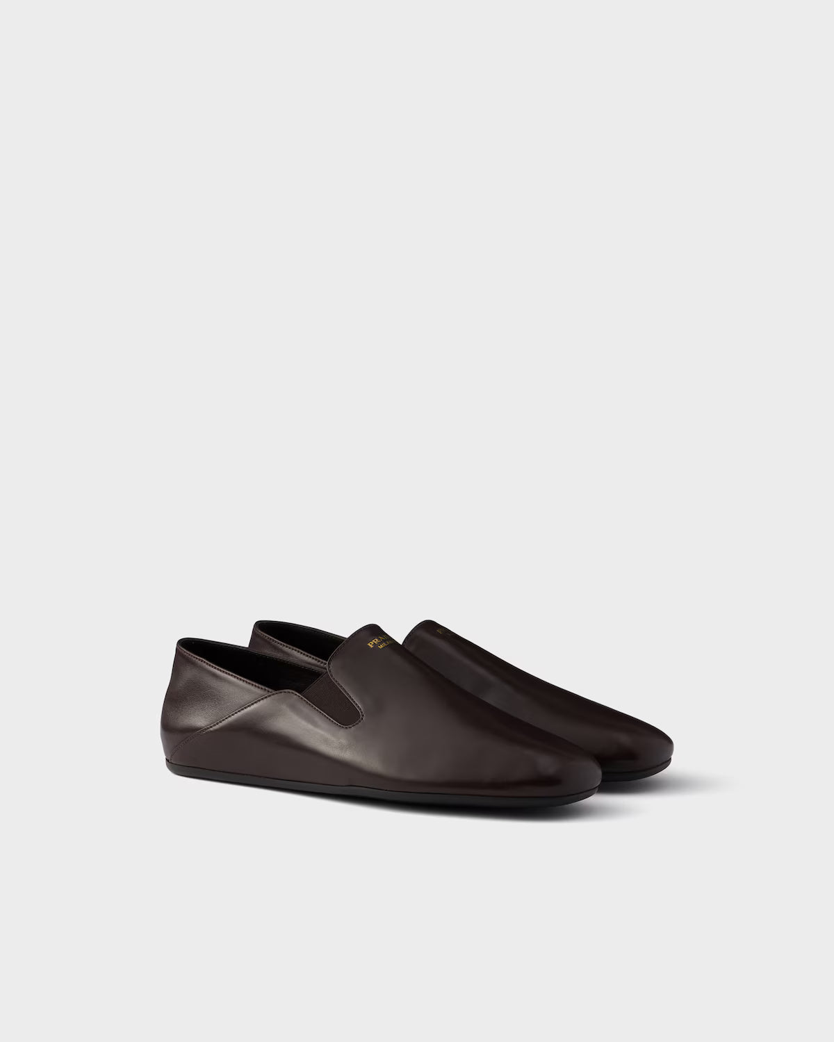 Prada Leather Loafers Dark Brown
