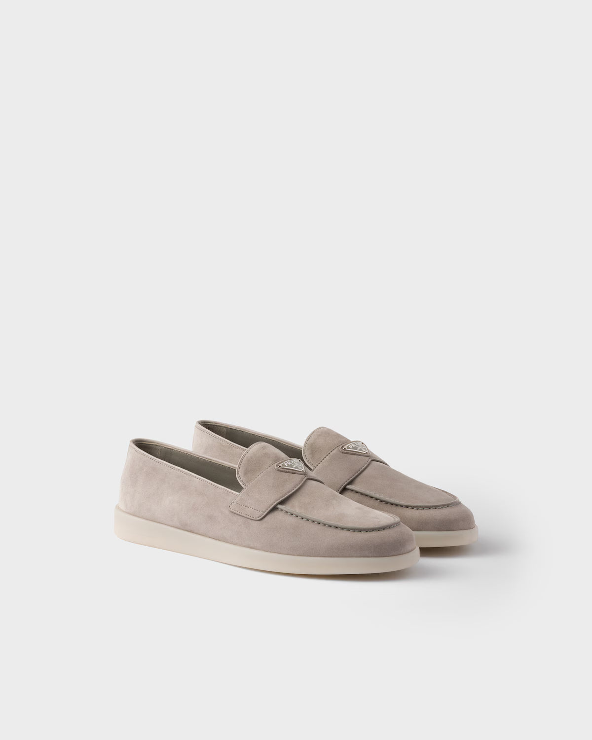 Prada Suede Loafers Cloudy Gray