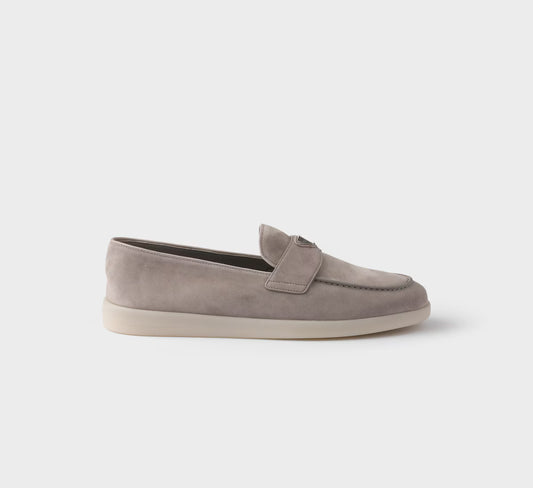 Prada Suede Loafers Cloudy Gray