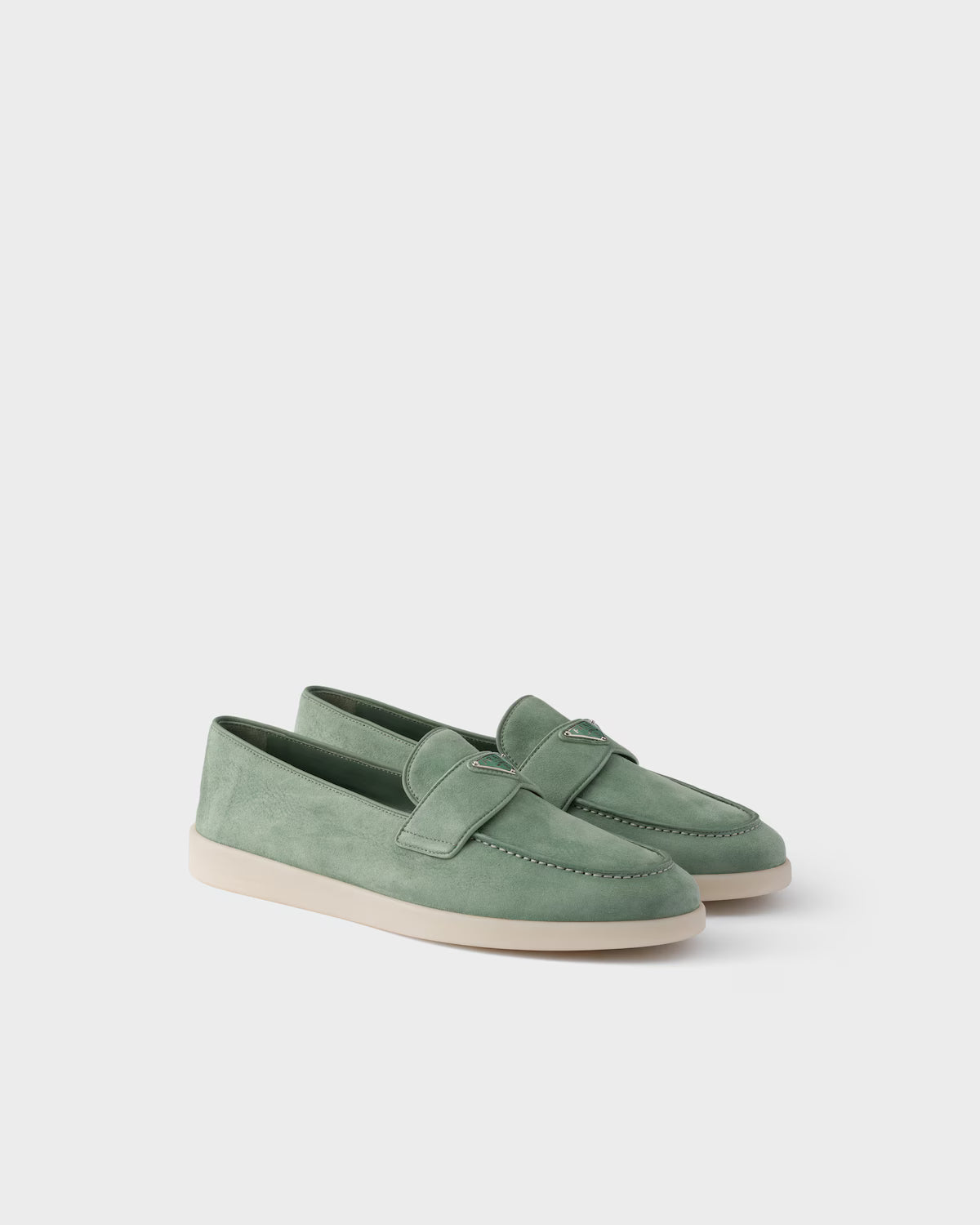 Prada Suede Loafers Sage Green