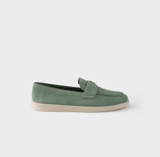 Prada Suede Loafers Sage Green
