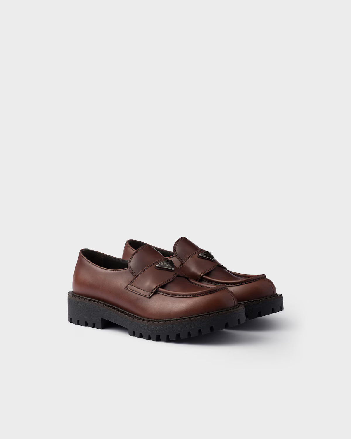 Prada Leather Chunky Loafers Ebony