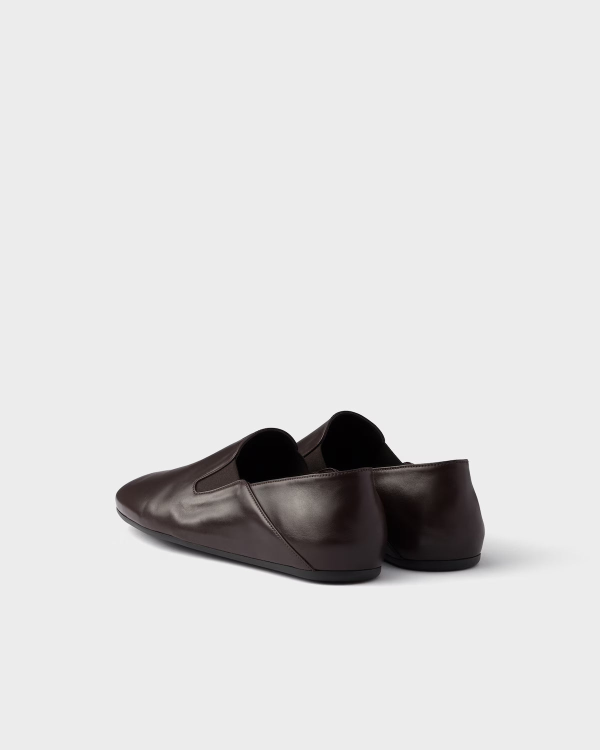 Prada Leather Loafers Dark Brown