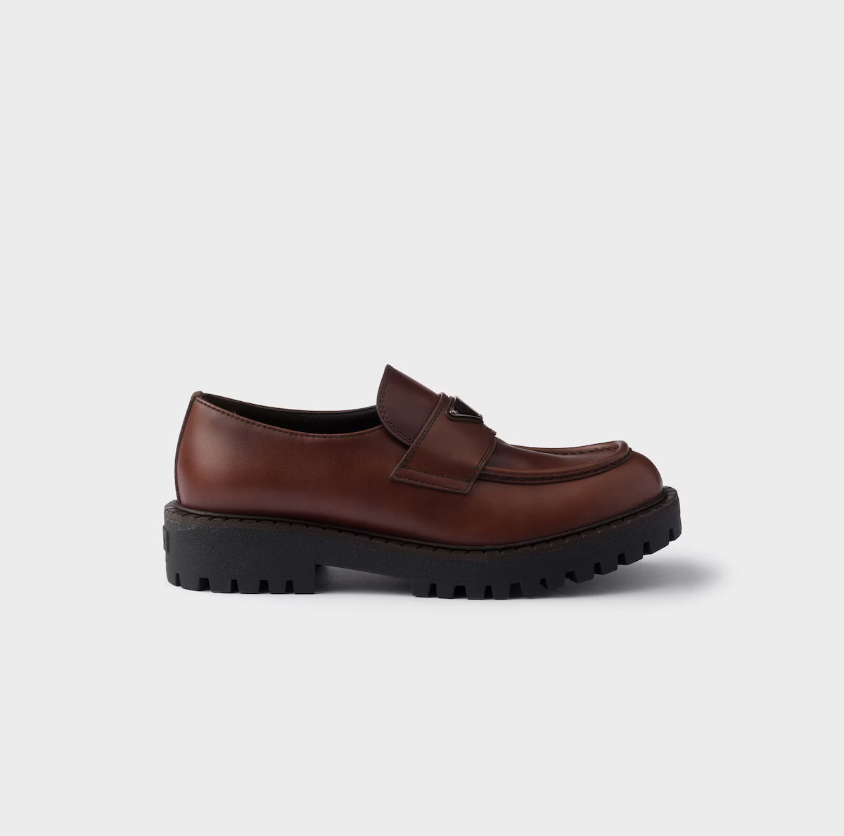 Prada Leather Chunky Loafers Ebony