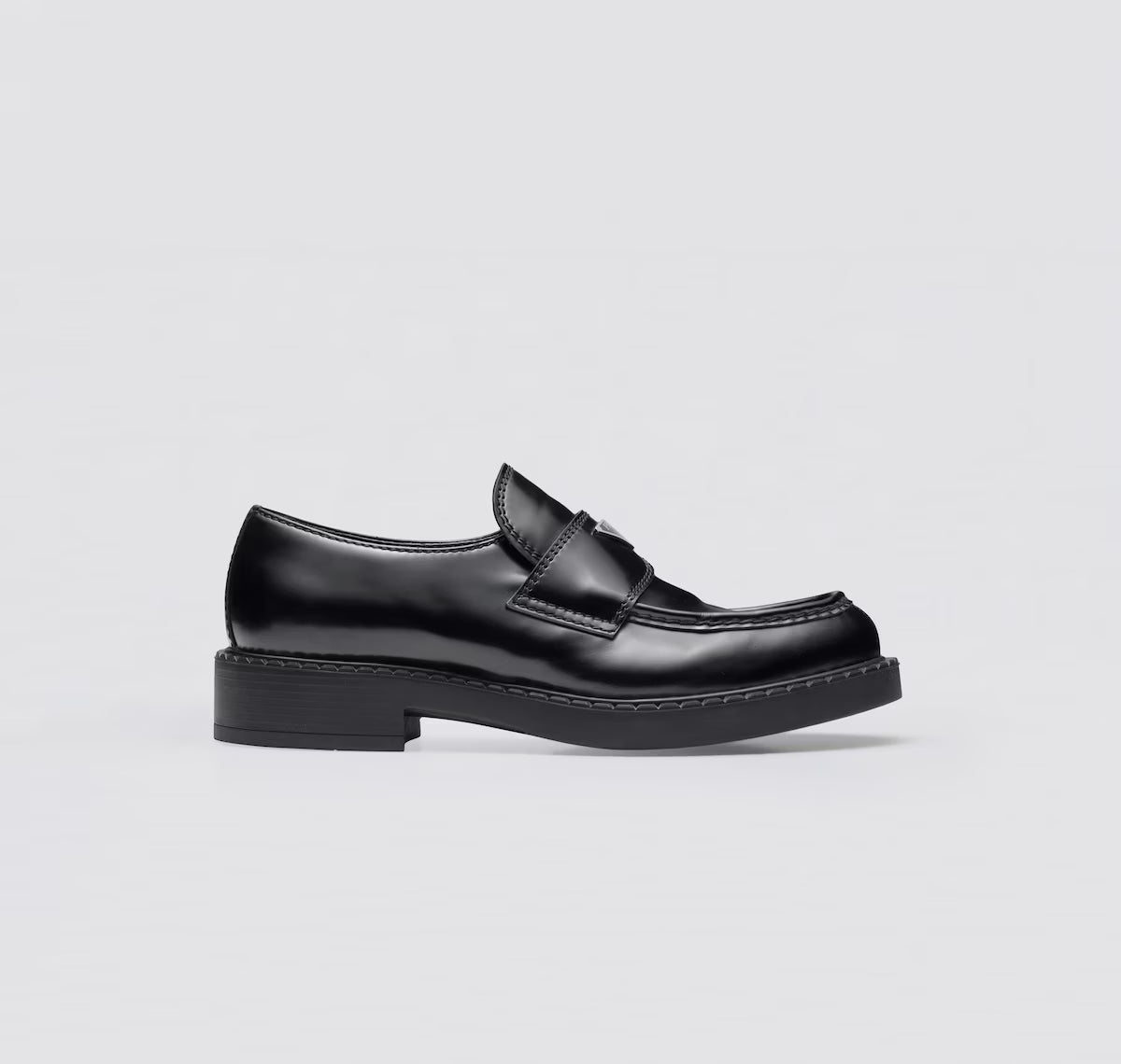 Prada Chocolate Brushed Leather Loafers Black