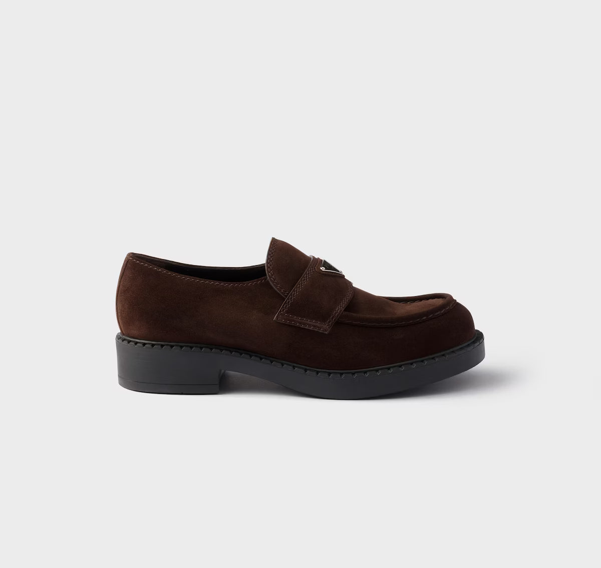 Prada Chocolate Suede Loafers Dark Brown