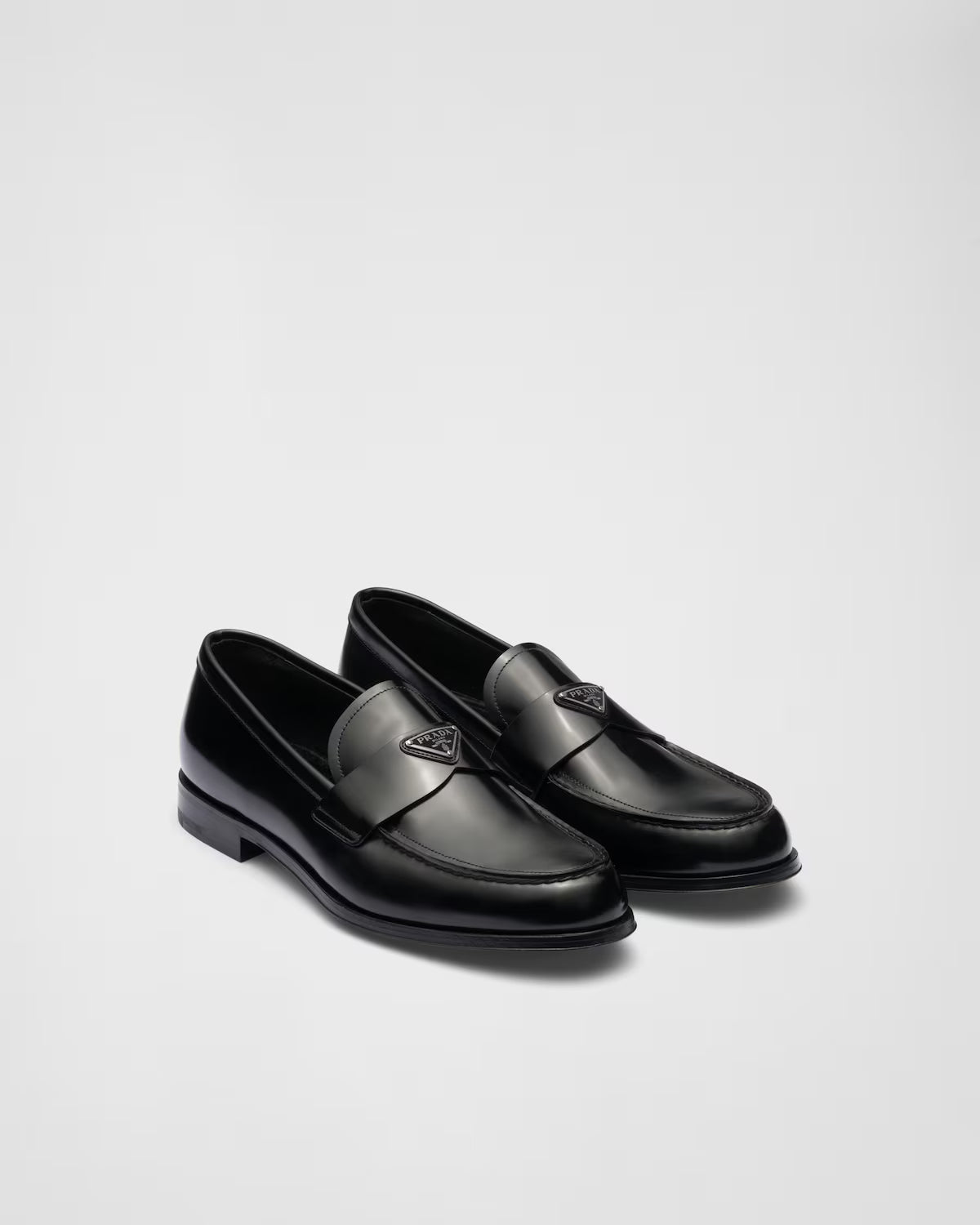 Prada Brushed Leather Loafers Black