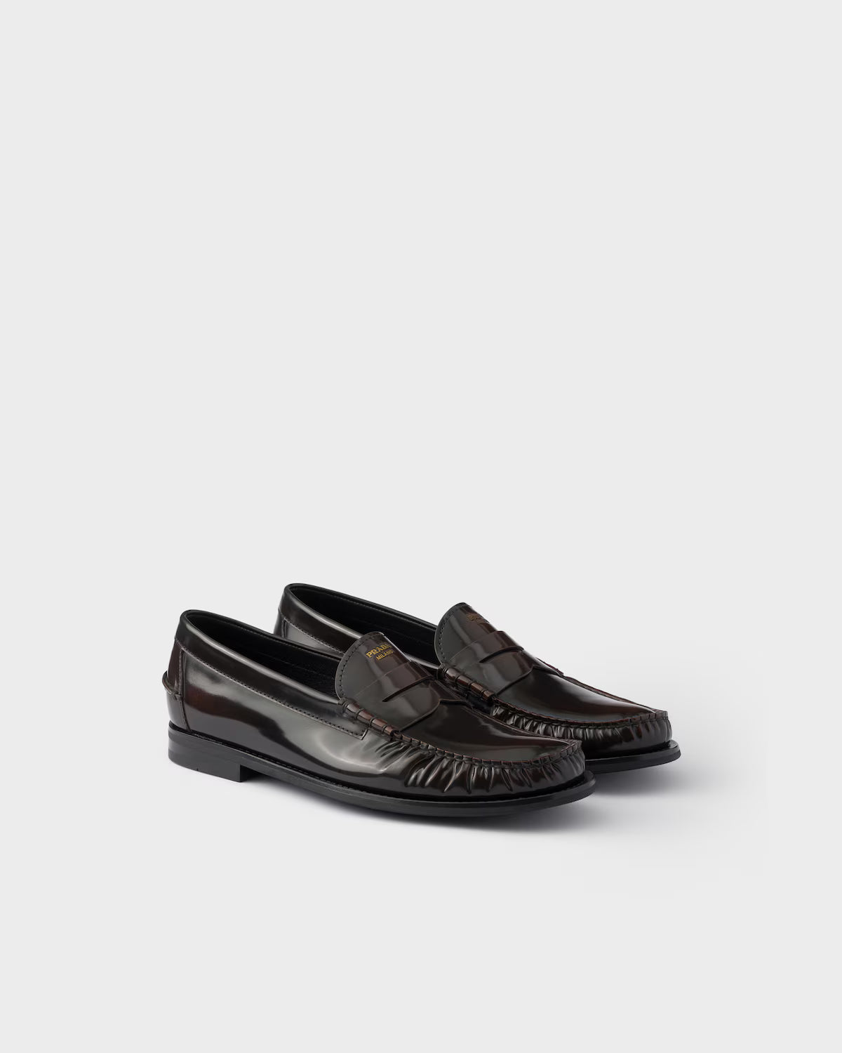 Prada Brushed Leather Loafers Sienna
