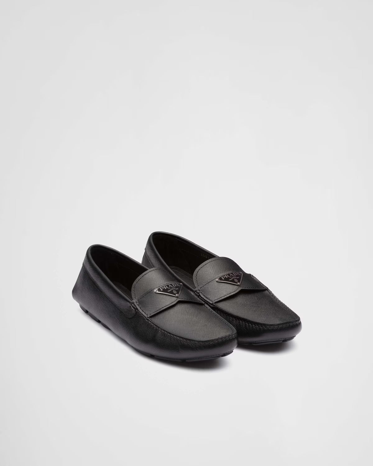 Prada Saffiano Leather Driver Loafer Black