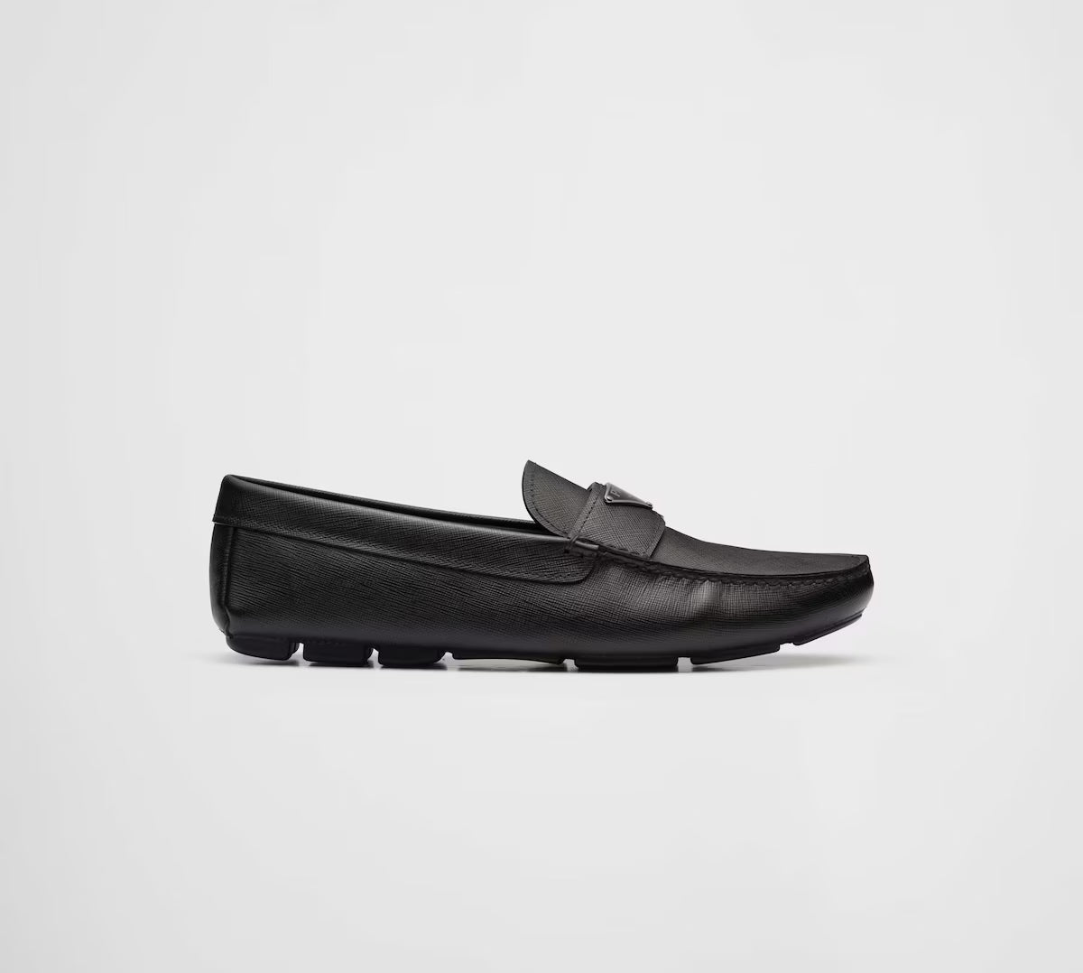Prada Saffiano Leather Driver Loafer Black