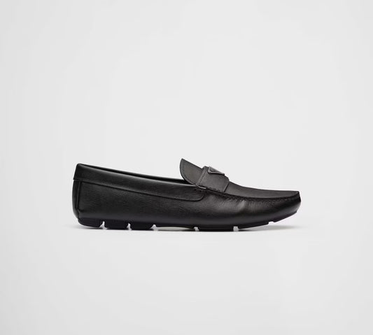 Prada Saffiano Leather Driver Loafer Black