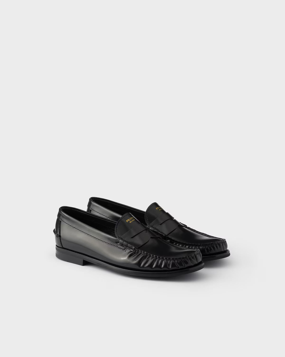 Prada Brushed Leather Loafers Black