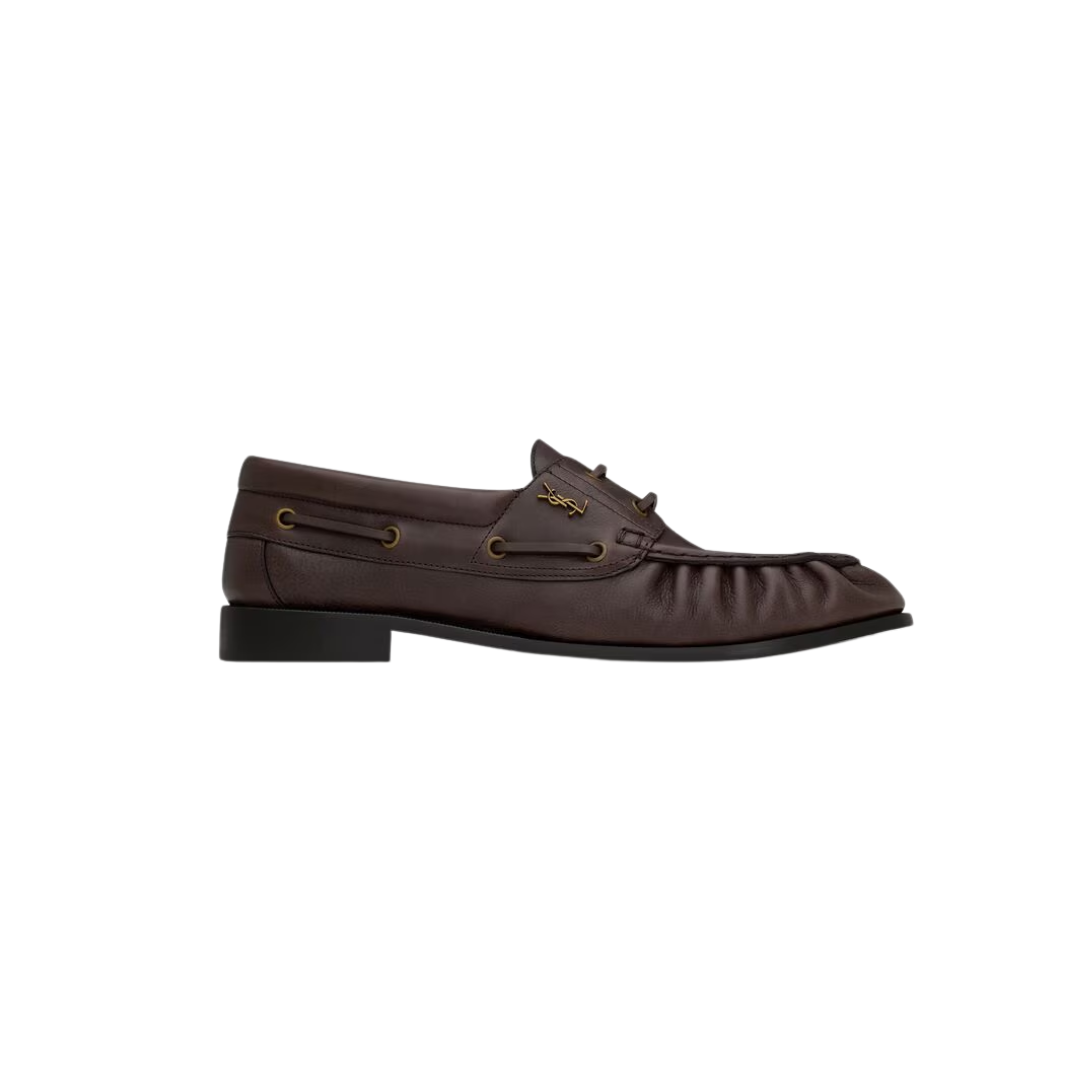 YSL Le Loafer Bateau Smooth Leather Paris Brown
