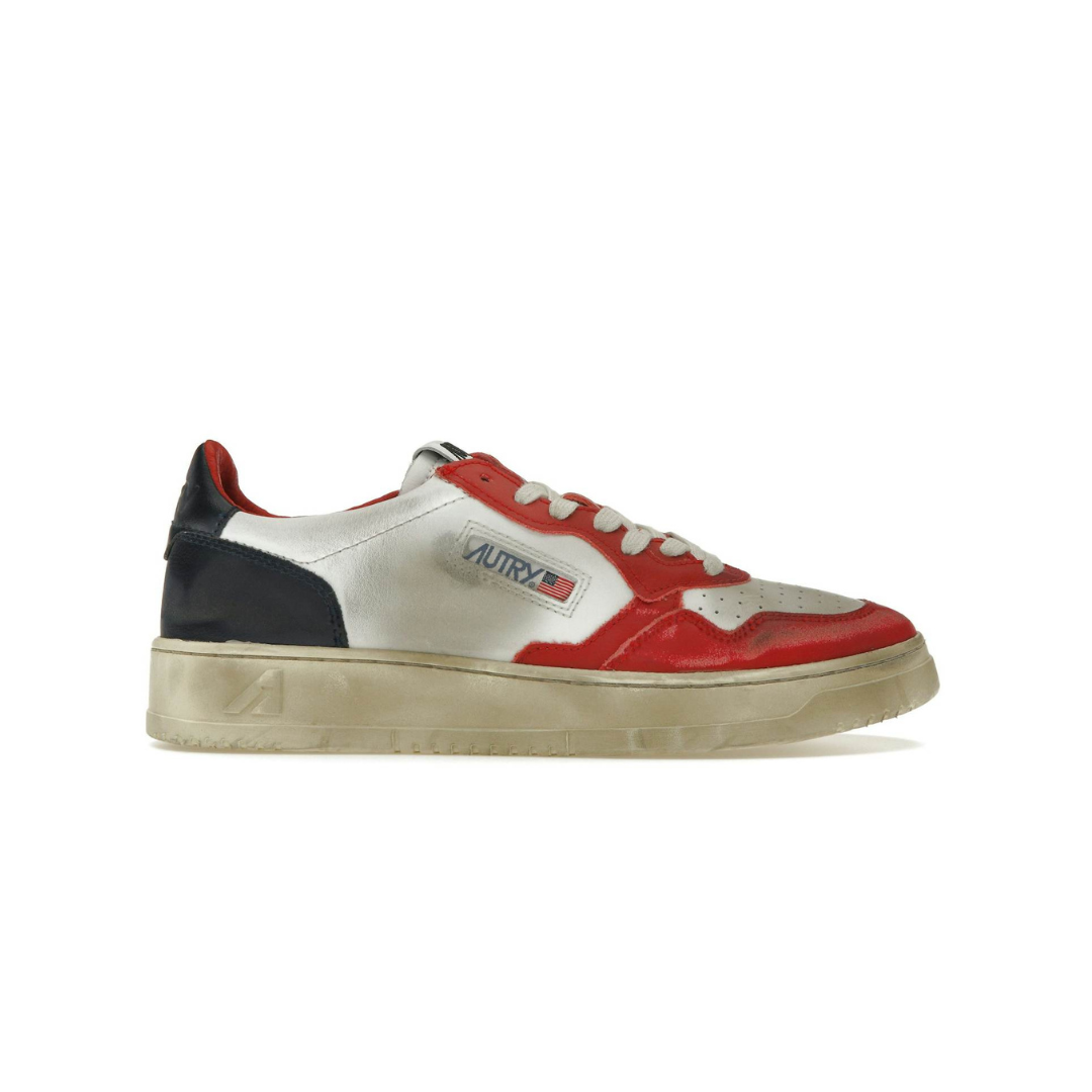 Autry Medalist Leather Low Super Vintage White Blue Red