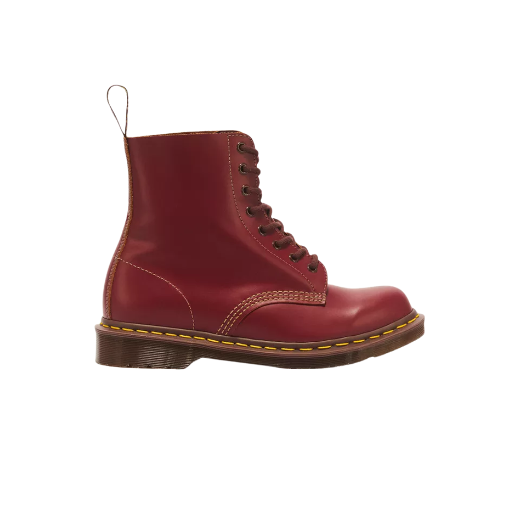 DR. MARTENS 1460 Vintage Made England Leather Lace Boots Red
