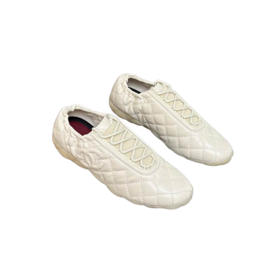 Ivory Quilted Lambskin Sneakers