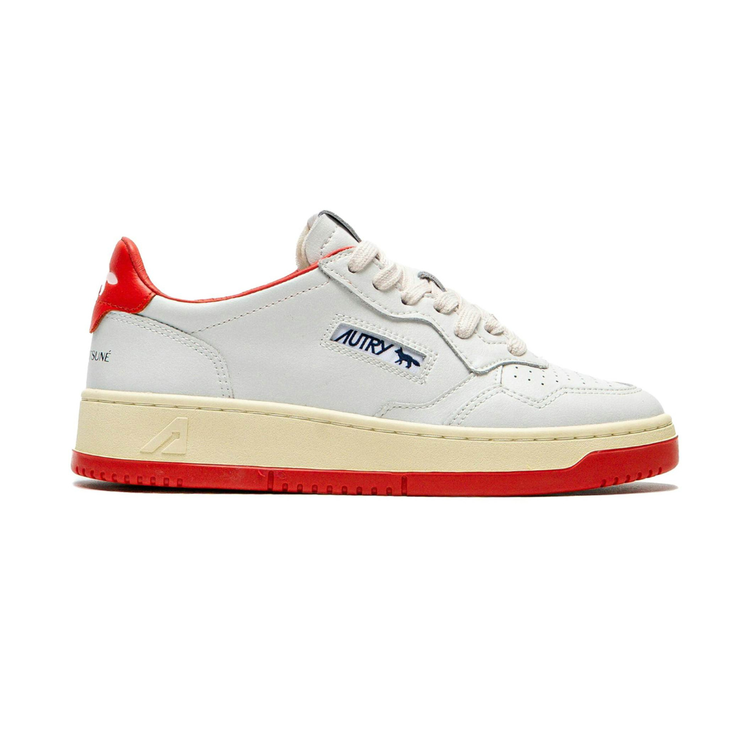 Autry Medalist Leather Low Maison Kitsuné White Red