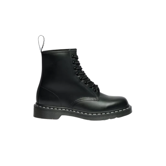 DR. MARTENS 1460 White Stitch Smooth Leather Lace Boots Black