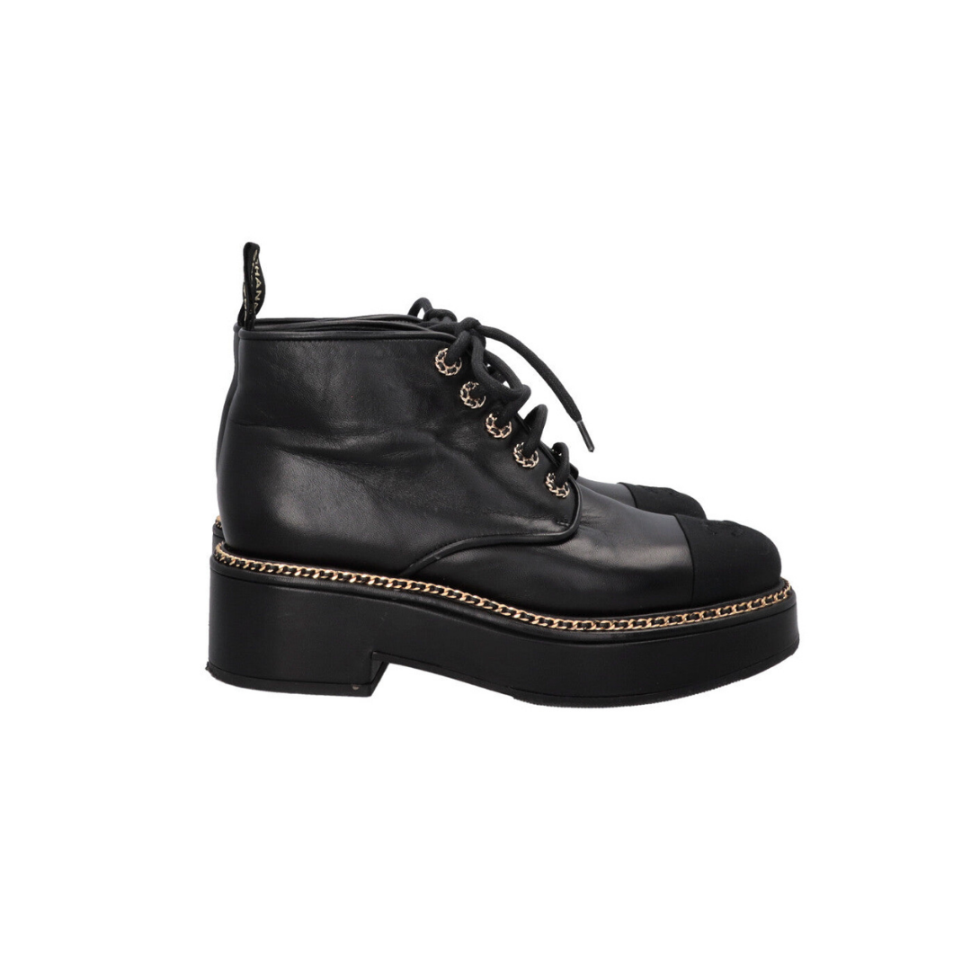 Chain Ankle Boots 2020 Leather Black