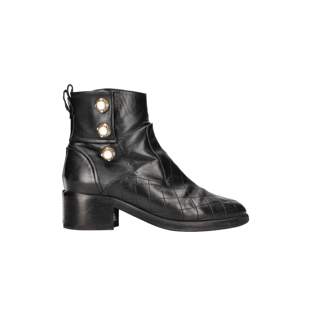 Pearl Embellished Moto Ankle Boots