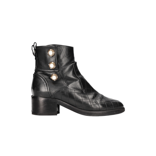 Pearl Embellished Moto Ankle Boots